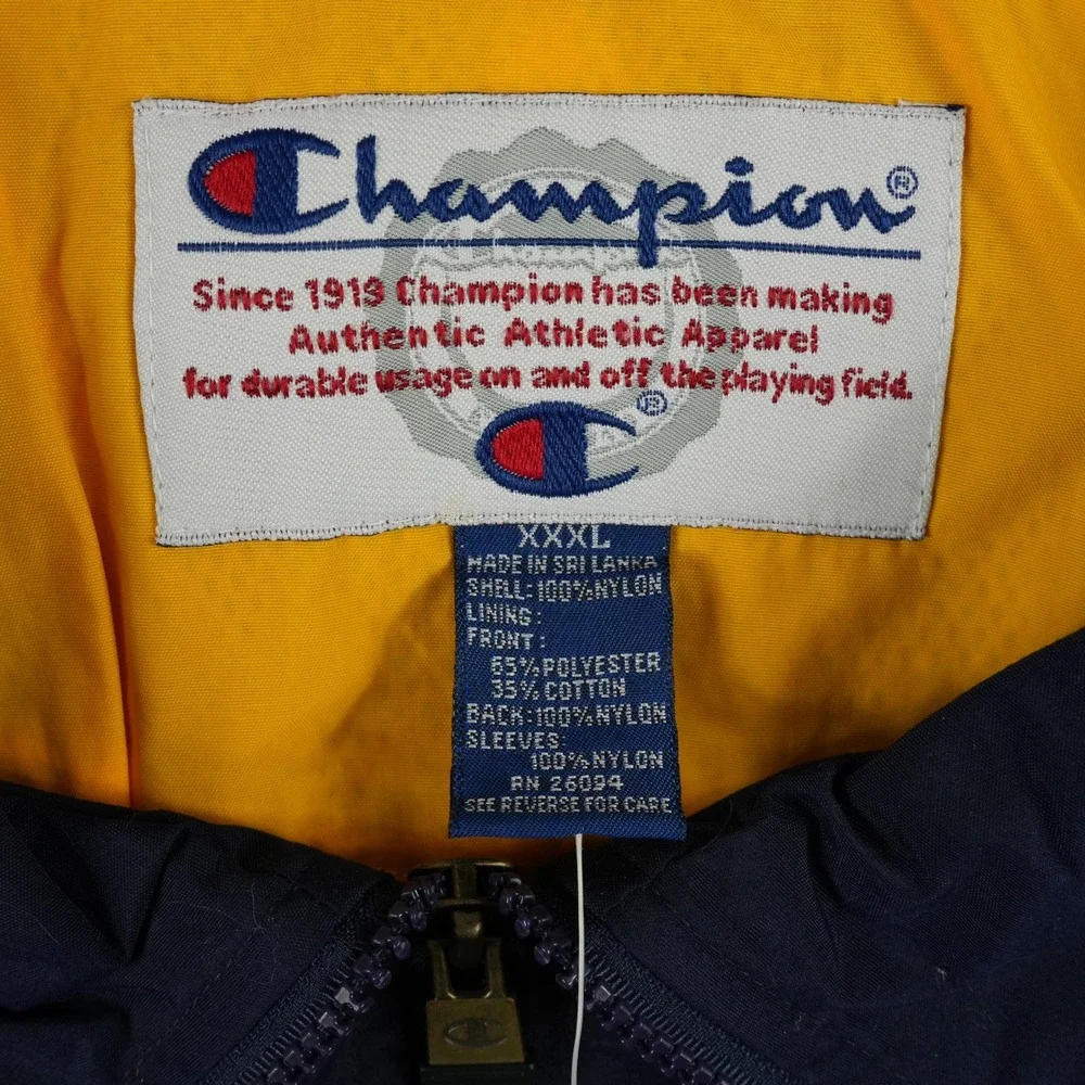 NWT Champion Windbreaker Jacket Mens 3XL Navy Gold White Colorblock Vented‎ Y2K